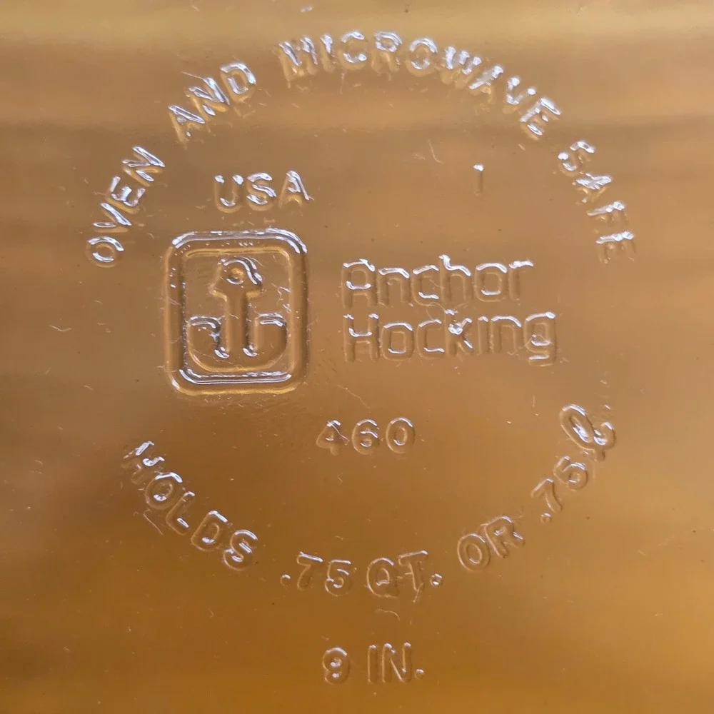 Anchor Hocking Amber Glass Bakeware Set 2Qt Casserole 9in Pie Plate Vintage